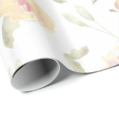 Citroengele Aquarel Bloemen Bruidsdouche Cadeaupapier (Rol Hoek)