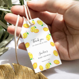 Citroengele Babyshower Elegant Dankjewel Script Si Cadeaulabel