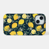 Citroengele Blad Patroon iPhone 15 Case (Achterkant horizontaal)
