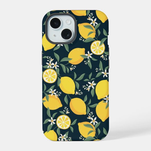 Citroengele Blad Patroon iPhone 15 Case (Achterkant)