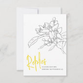 Citroengele citrusbloesem bruiloft antwoord RSVP (Voorkant)