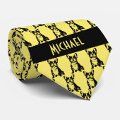 Citroengele Franse Bulldog Stropdas (Opgerold)