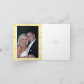 Citroengele grijze damast bruiloft bedank foto bedankkaart (Binnen)