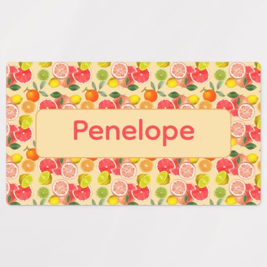 Citroengele patroon Labels met naam (Design 1)