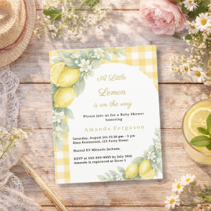 Citroengele ruitjes baby shower uitnodiging