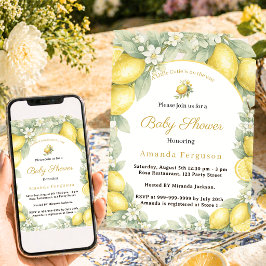 Citroengele vrolijke zomertuin baby shower kaart