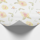 Citroengele watercolor bloemen bruidsshower cadeaupapier (Hoek)