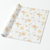 Citroengele watercolor bloemen bruidsshower cadeaupapier (Uitgerold)