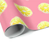 Citroengele Waterverf met roze achtergrond Cadeaupapier (Rol Hoek)