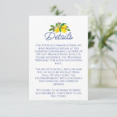 Citroengele Zomer Elegante Trouwdetails Informatiekaartje (Staand voorkant)