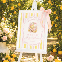 Citroengestreepte meisjes baby shower welkom bord