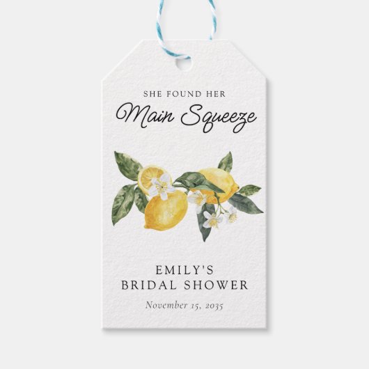 Citroengeurige Bruiloftsborrel Cadeaulabel (Voorkant)