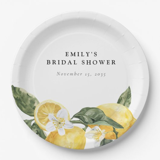 Citroengeurige Bruiloftsborrel Papieren Bordje (Voorkant)