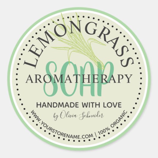 Citroengras Aromatherapie Zeep Aangepaste Website Ronde Sticker (Voorkant)