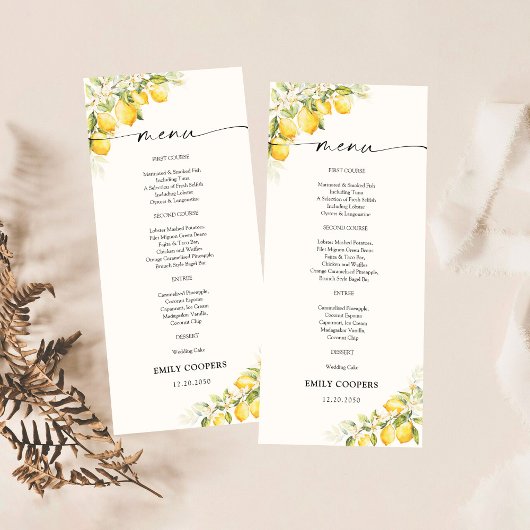 Citroengroen Citrus Baby shower Menu