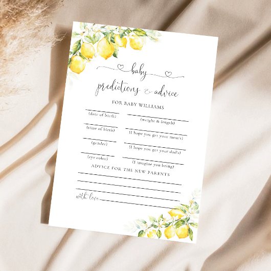 Citroengroen Citrus Baby shower voorspellingen Kaa