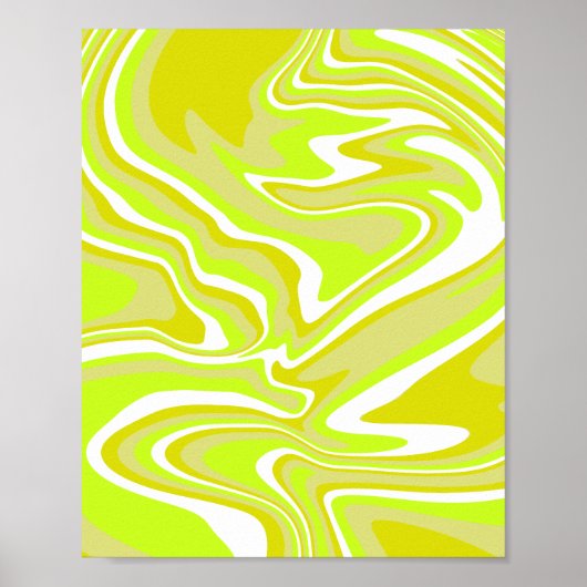 Citroengroen en witte Abstracte kunst Poster (Voorkant)
