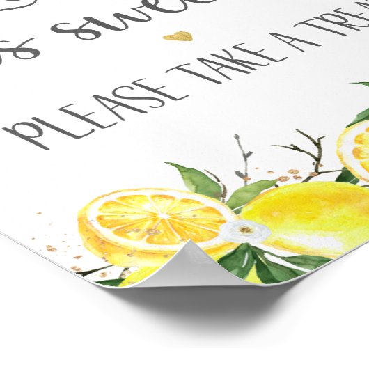 Citroengroen Goud Love Is Sweet Bruiloft Feest Poster (Hoek)