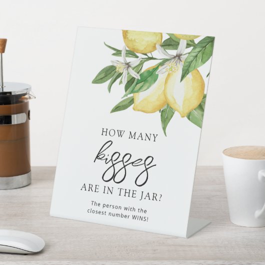 Citroengroen Hoeveel kussen zijn er in de pot Reclamebord Met Voetstuk (Insitu)