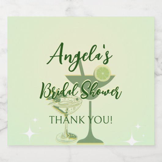 Citroengroene Bruiloftsfeest Sparkling Wijnetiket (Enkel label)