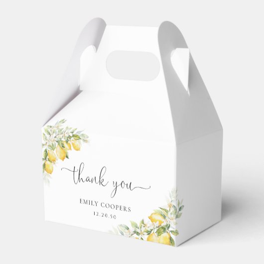 Citroengroene Citrus Baby shower Favoriet Box Bedankdoosjes (Voorkant Zijde)