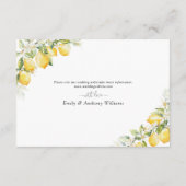 Citroengroene Citrus bruiloft receptie Kaart (Achterkant)