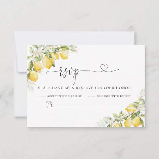 Citroengroene citrus bruiloft RSVP Kaart (Voorkant)
