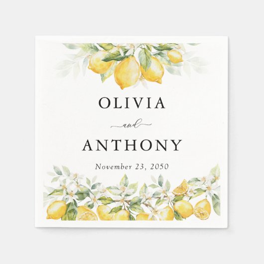 Citroengroene citrus bruiloft servet (Voorkant)