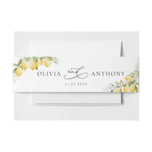 Citroengroene citrus bruiloft uitnodiging buik ban uitnodigingen wikkel (Voorkant Voorbeeld)