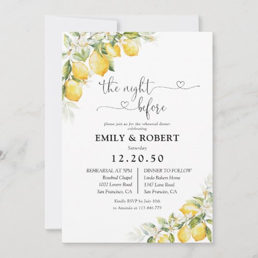 Citroengroene citrus de avond voor de uitnodiging (Voorkant)