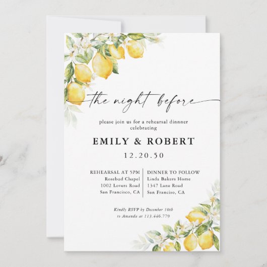 Citroengroene citrus de avond voor de uitnodiging (Voorkant)