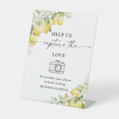 Citroengroene citrus helpt ons de liefde te vangen reclamebord met voetstuk (Voorkant)