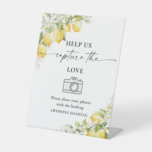 Citroengroene citrus helpt ons de liefde te vangen reclamebord met voetstuk (Voorkant)