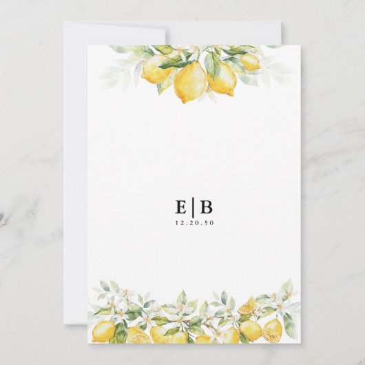 Citroengroene citrus repetitie diner uitnodiging (Achterkant)