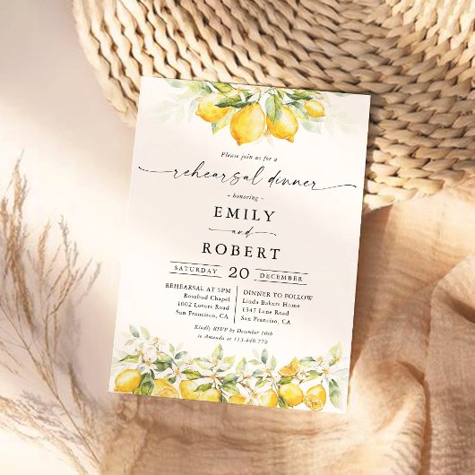 Citroengroene citrus repetitie diner uitnodiging