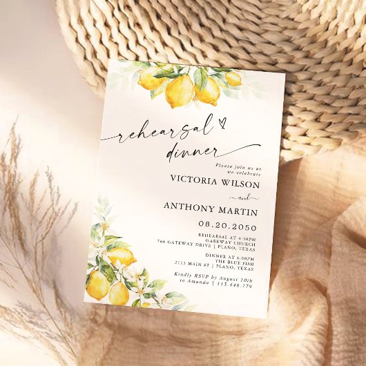 Citroengroene citrus repetitie diner uitnodiging