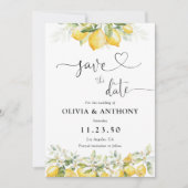 Citroengroene citrus Save The Date Kaart (Voorkant)