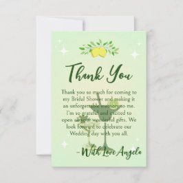 Citroengroene Cocktailparty Bruidsfeest  Bedankkaart