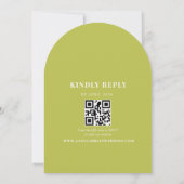 Citroengroene Gebogen QR Code Bruiloft Kaart (Achterkant)