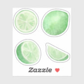 Citroengroene limoenen citrus plakjes waterverf se sticker (Vel)