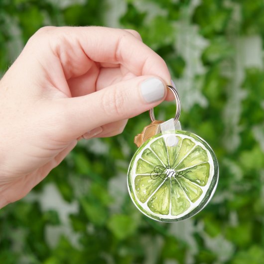 Citroengroene limoenfruit sleutelhanger (Hand)
