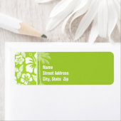 Citroengroene tropische hibiscus; zomerpalm etiket (Insitu)