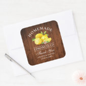 Citroenhout Bruiloft Bedankt Limoncello Vierkante Sticker (Envelop)