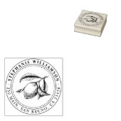 Citroenillustratie Aangepaste naam & Terugkeeradre Rubberstempel (Gestempeld)