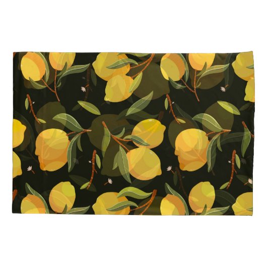 Citroenillustratie: Handgeschilderd naadloos patro Kussensloop (Achterkant)