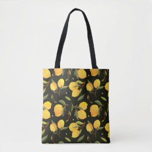 Citroenillustratie: Handgeschilderd naadloos patro Tote Bag