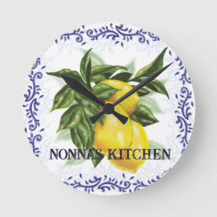Citroenklok met Franse Toile Border Elegant Italië Ronde Klok