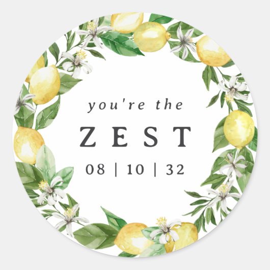 Citroenkran Bruidsfeestcadeautje Je bent de Beste Ronde Sticker (Voorkant)