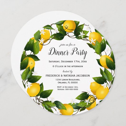 Citroenkrans Feest Kaart (Voorkant / Achterkant)