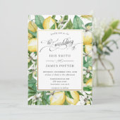 Citroenkrans Mediterraan Zomer Groen Bruiloft Kaart (Staand voorkant)